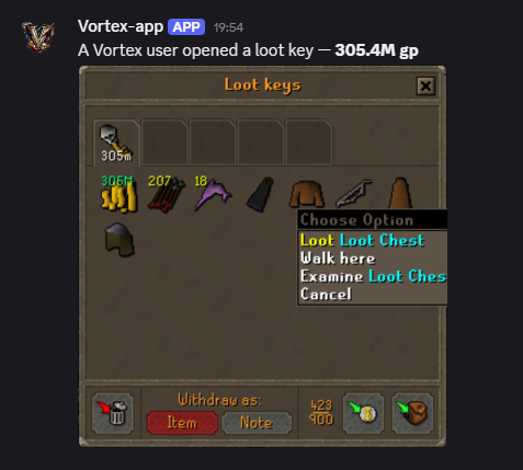 305M gp loot key