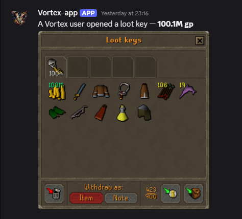 100M gp loot key